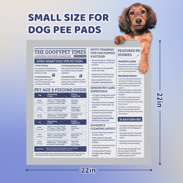 GoofyPet Training Pad 22''x22'' 50 pieces, NewsPaper Theme for Pet, High Absorbency Dog Pee Pads, Doggie Pads, Disposable Puppy Pee Pads