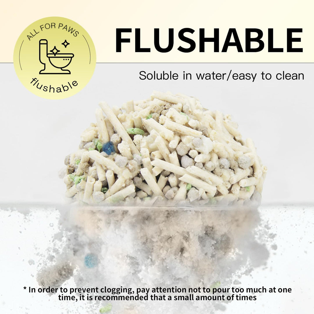 All For Paws Go Fresh 5-in-1 Natural Flushable Tofu Cat Litter - Low Dust, Odor Lock, Super Absorption, 2mm Small Diameter, 55N High Hardness
