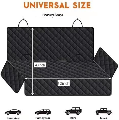 Dog Car Seat Cover, Back Seat Cover for Dogs Pet Car Seat Protector Waterproof Bench Car Seat Cover, Non-Slip Reat Seat Cover fits Middle Armrest for Most Cars Trucks SUVs - Black