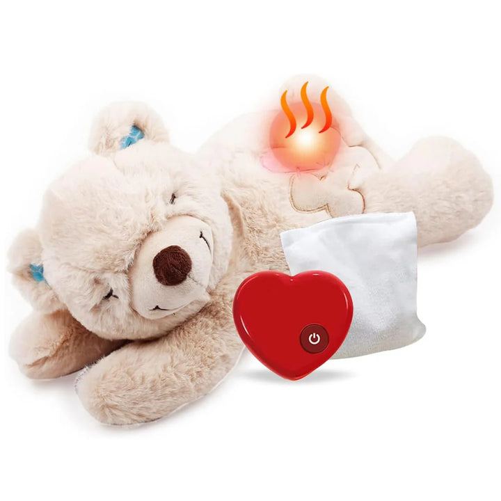 Puppy Soothing Heartbeat Bear Comfort Dog Sleep Aid Plush Toy for Crate Training