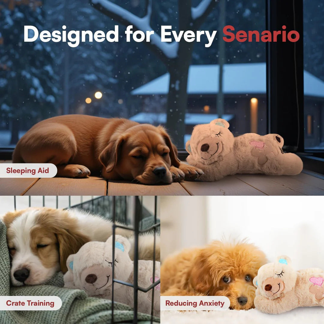 Puppy Soothing Heartbeat Bear Comfort Dog Sleep Aid Plush Toy for Crate Training