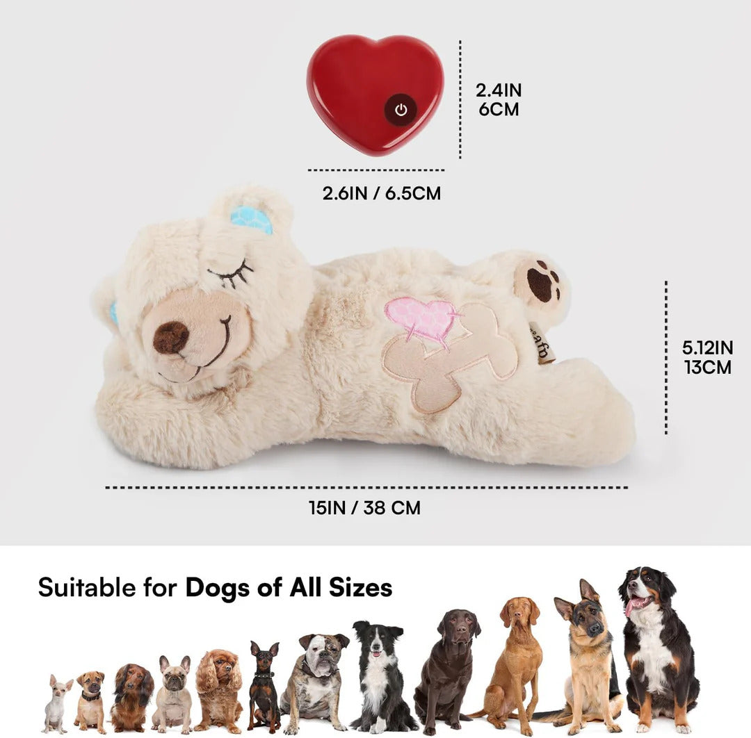 Puppy Soothing Heartbeat Bear Comfort Dog Sleep Aid Plush Toy for Crate Training