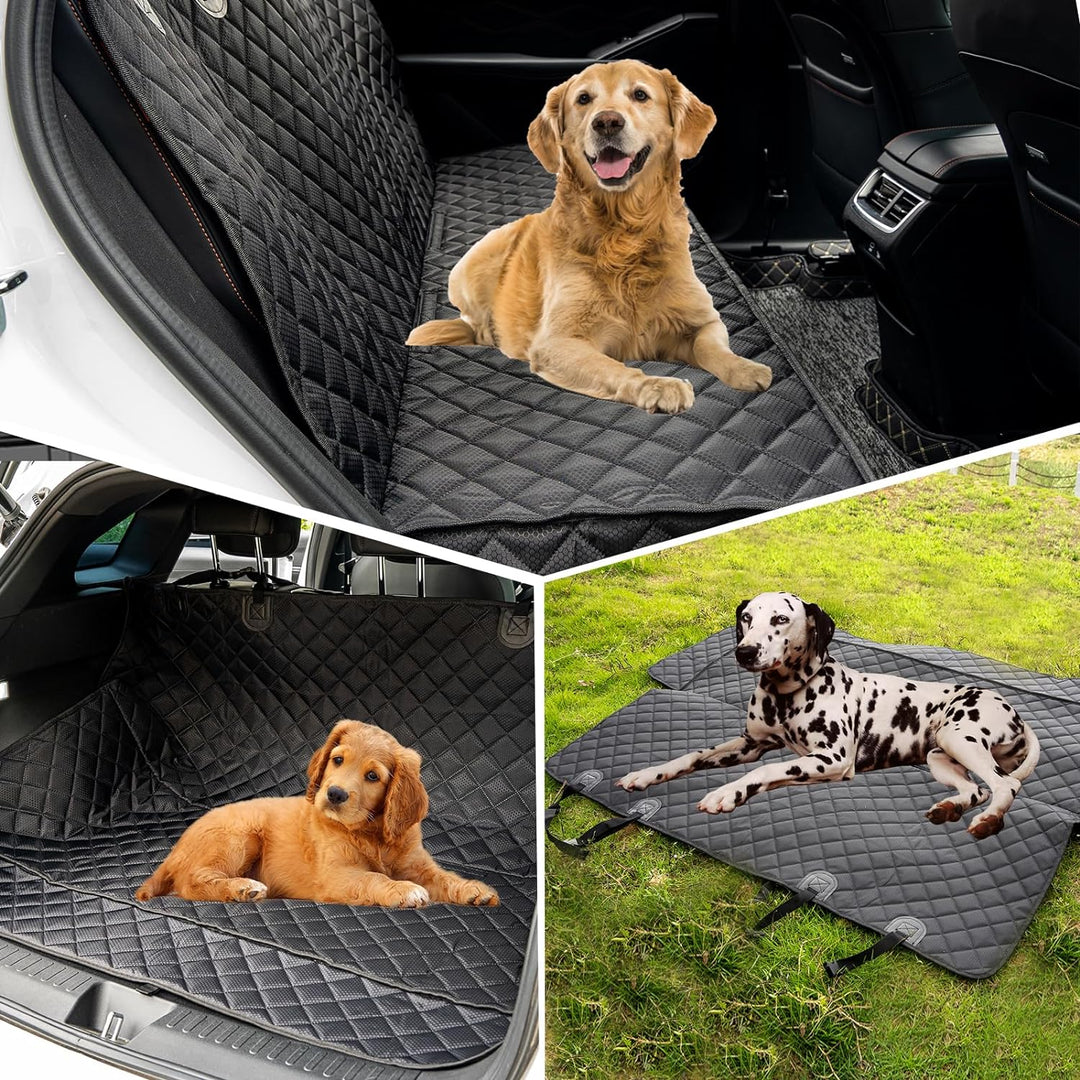 Dog Car Seat Cover, Back Seat Cover for Dogs Pet Car Seat Protector Waterproof Bench Car Seat Cover, Non-Slip Reat Seat Cover fits Middle Armrest for Most Cars Trucks SUVs - Black