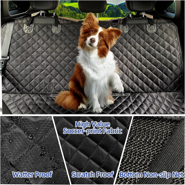 Dog Car Seat Cover, Back Seat Cover for Dogs Pet Car Seat Protector Waterproof Bench Car Seat Cover, Non-Slip Reat Seat Cover fits Middle Armrest for Most Cars Trucks SUVs - Black