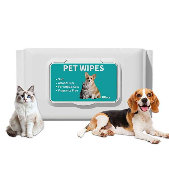 80 Pcs/Pack Pet Wipes Dog Grooming Wipes Unscented Cat Cleaning Wipes Fragrance Free Hypoallergenic Pet Wipes, Clean Face and Body, Larger and Thicker for Dogs and Cat