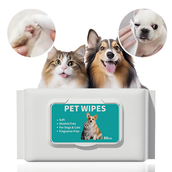 80 Pcs/Pack Pet Wipes Dog Grooming Wipes Unscented Cat Cleaning Wipes Fragrance Free Hypoallergenic Pet Wipes, Clean Face and Body, Larger and Thicker for Dogs and Cat