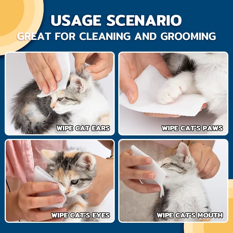 80 Pcs/Pack Pet Wipes Dog Grooming Wipes Unscented Cat Cleaning Wipes Fragrance Free Hypoallergenic Pet Wipes, Clean Face and Body, Larger and Thicker for Dogs and Cat