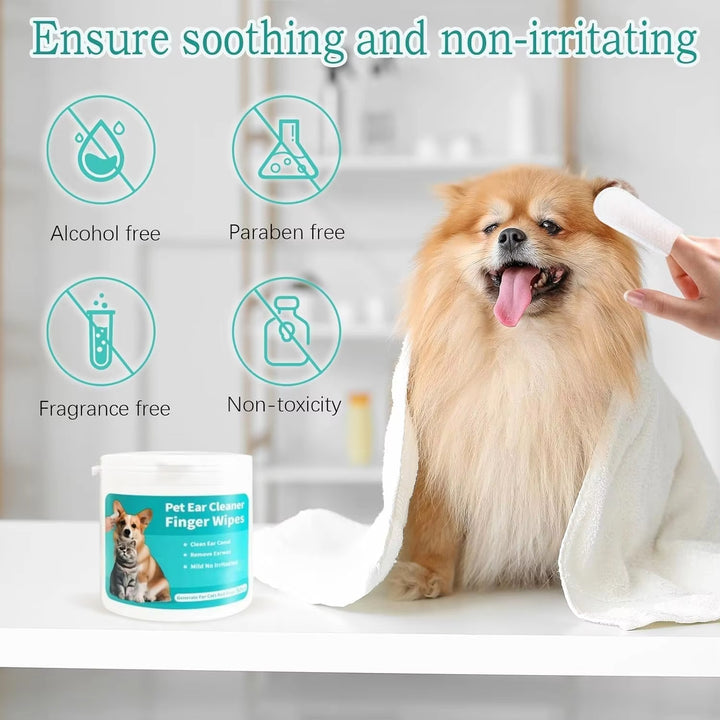50pcs/pack PET Teeth Cleaning Wipes for Dogs & Cats, Remove Bad Breath by Removing Plaque and Tartar Buildup No-Rinse Dog Finger Toothbrush, Disposable Gentle Cleaning & Gum Care Pet Wipes