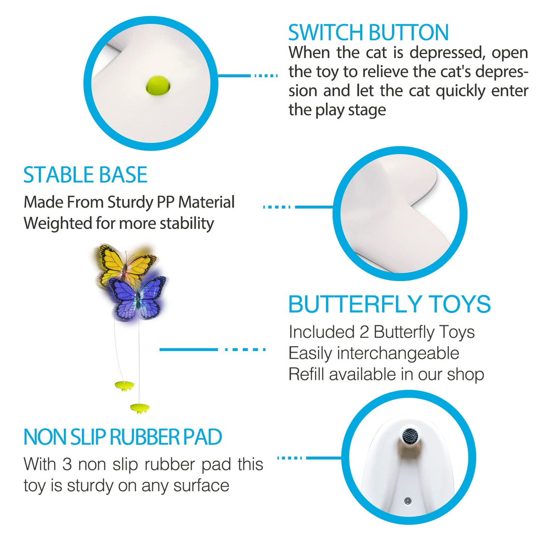 All for Paws Cat Toys Interactive Butterfly Flutter Bug Cat Automatic Toy Stimulating Kitty Toys Enrichment for Indoor Cats