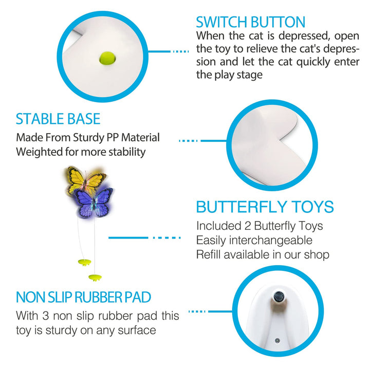 All for Paws Cat Toys Interactive Butterfly Flutter Bug Cat Automatic Toy Stimulating Kitty Toys Enrichment for Indoor Cats