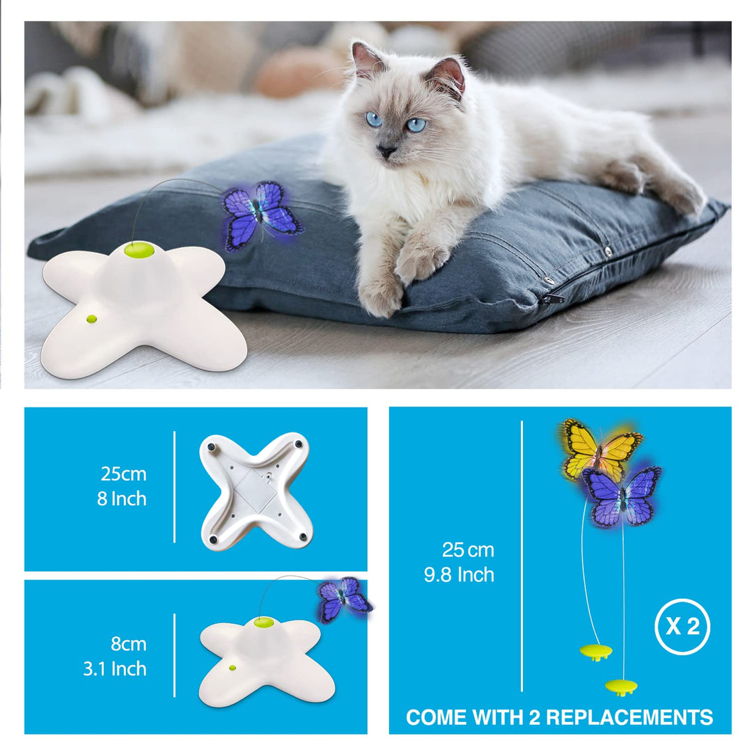 All for Paws Cat Toys Interactive Butterfly Flutter Bug Cat Automatic Toy Stimulating Kitty Toys Enrichment for Indoor Cats
